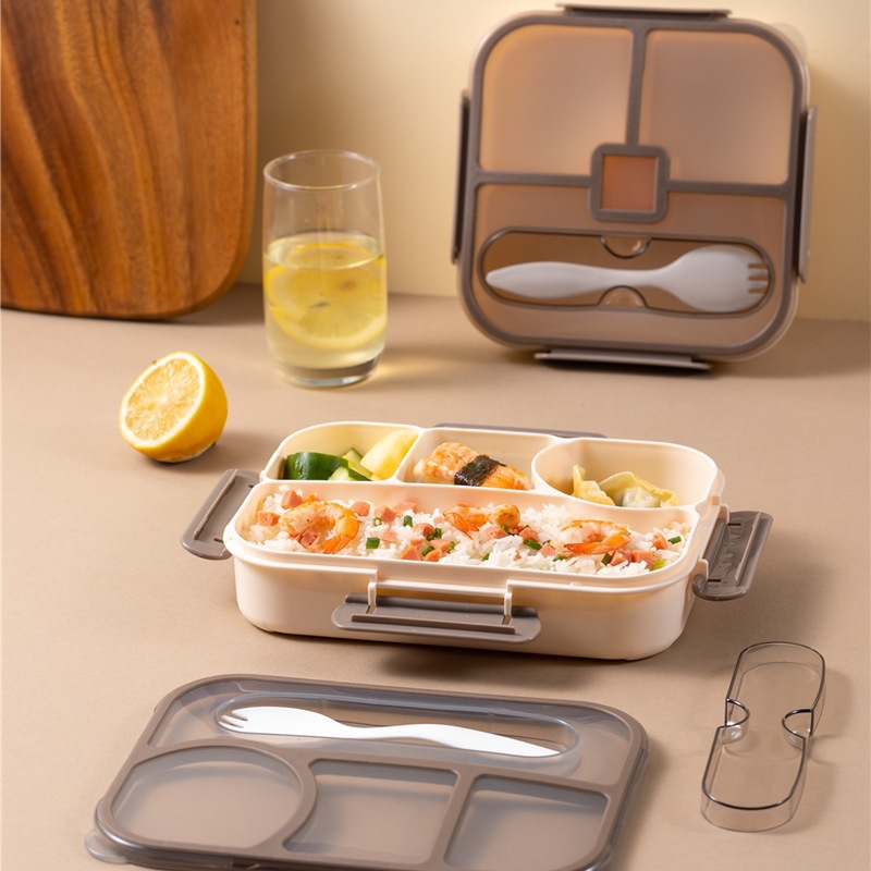 Simple Student Plastic Divided Lunch Box Microwaveable Heating Office Worker Lunch Lunch Box Fruit Salad Box Lunch Box
