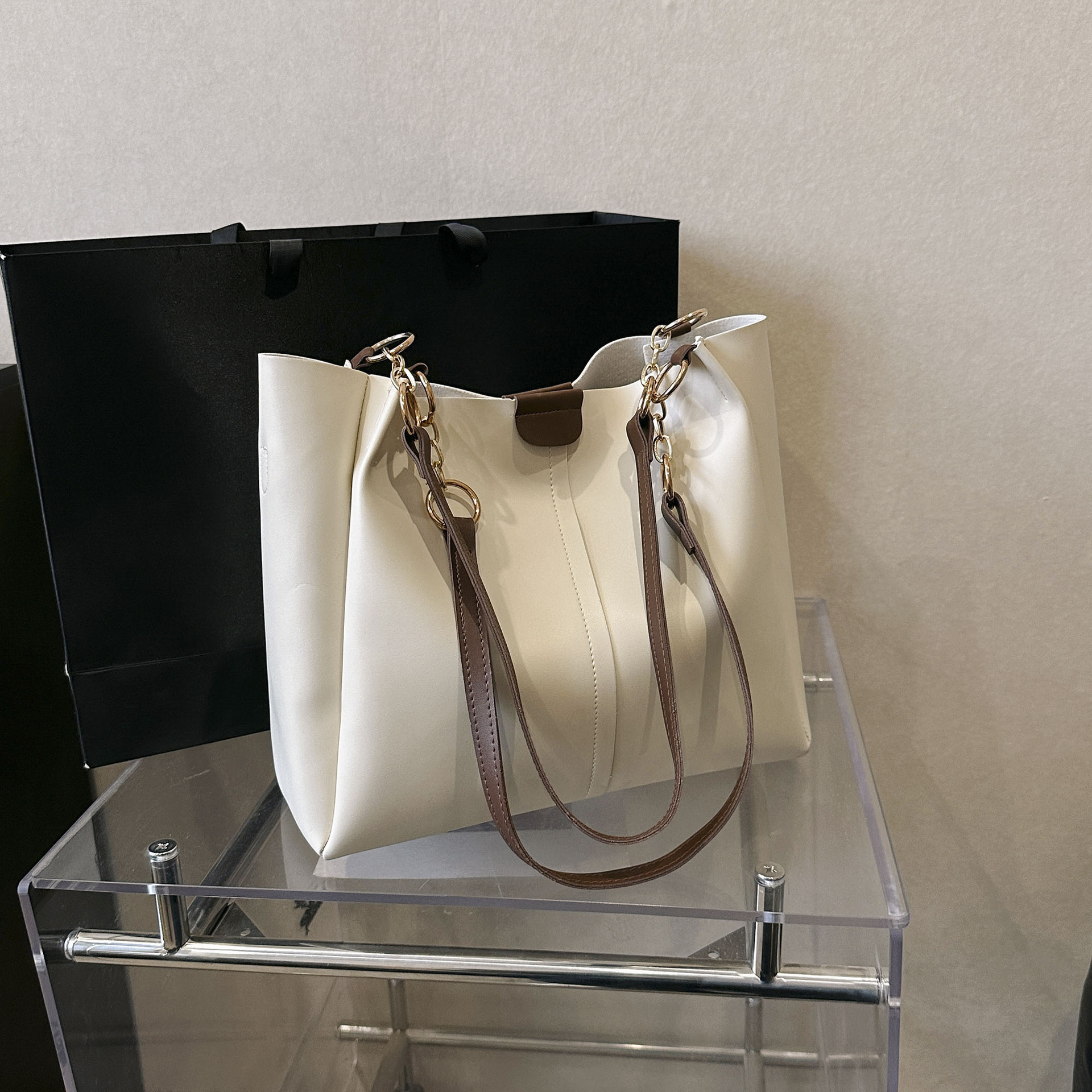 2025新款大容量包包女潮托特包通勤包大学生上课子母单肩包购物袋