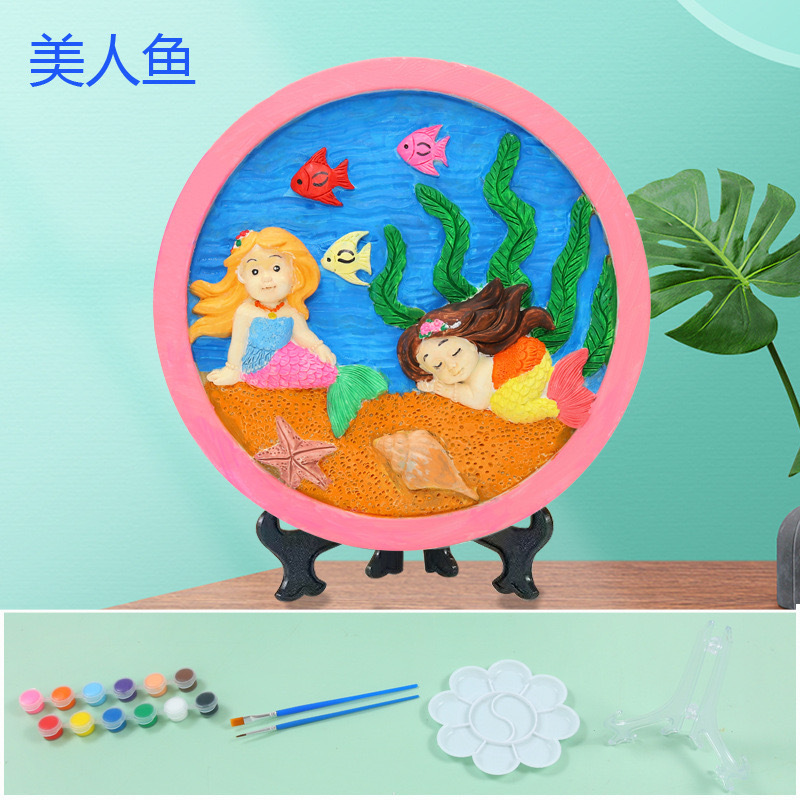 Three-Dimensional Plaster Relief Painting Children Colorful Painting Doll White Body Handmade Diy Stuffed Graffiti Painting Stall Toy