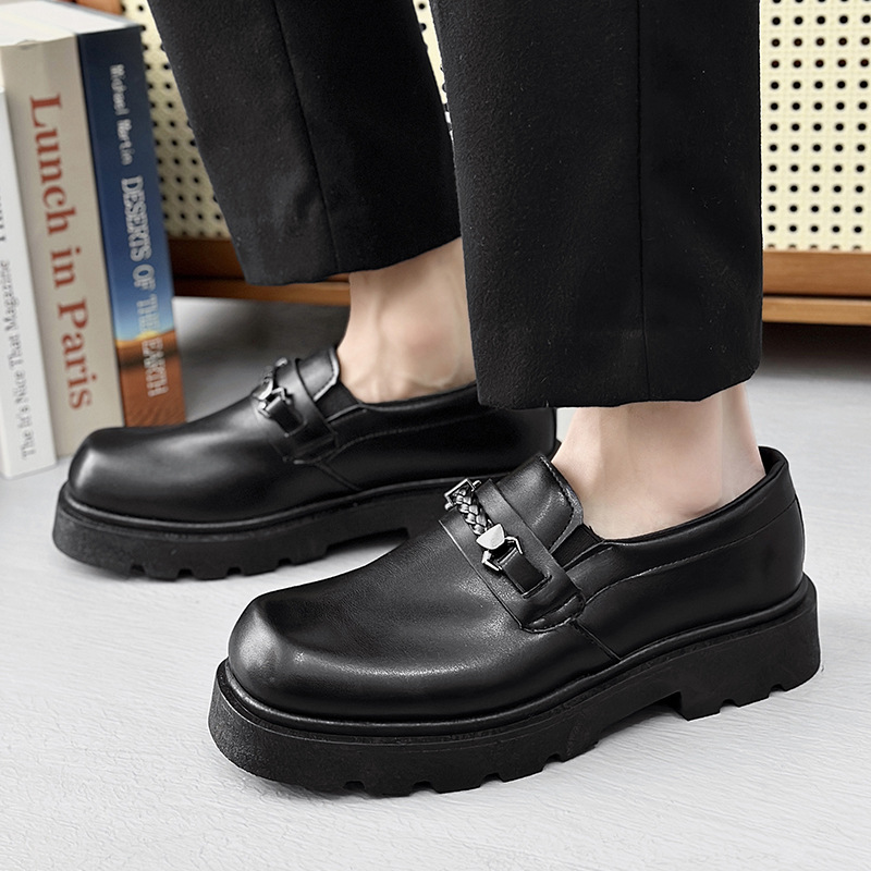 包邮方头皮鞋男鞋春季新款森系低帮小皮鞋休闲鞋shoes大头皮鞋商