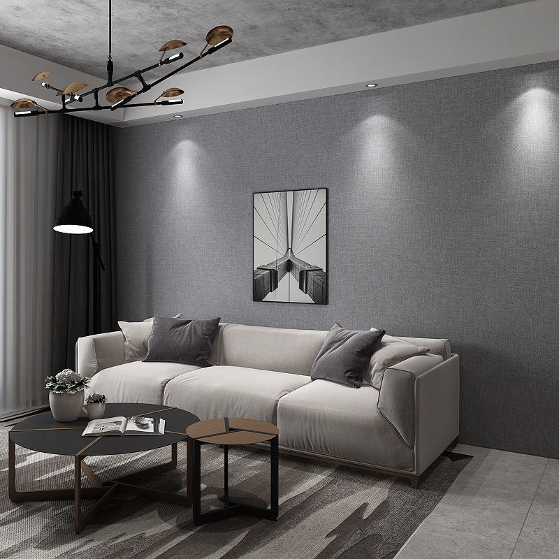 素色现代简约纯色细亚麻棉麻墙布无缝全屋客厅背景墙壁布