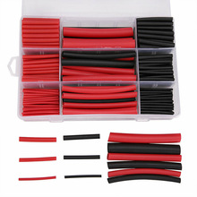 跨境专供 300PCS黑色组合带胶热缩管 130PCS热缩管红黑套装