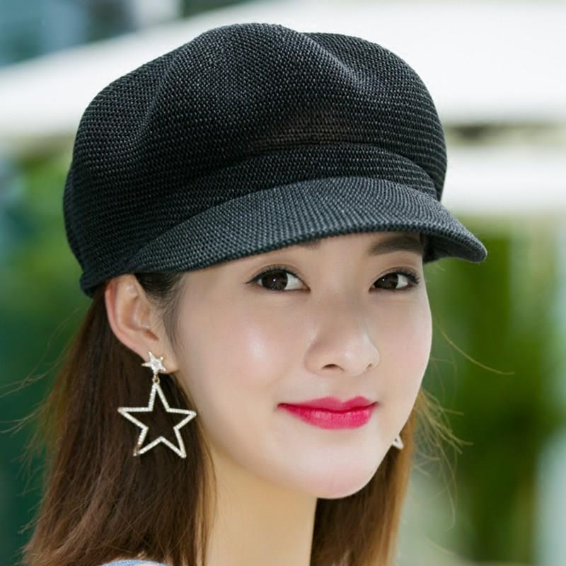女士新款帽子夏韩版百搭贝雷帽出游遮阳帽防晒鸭舌八角帽草帽网帽