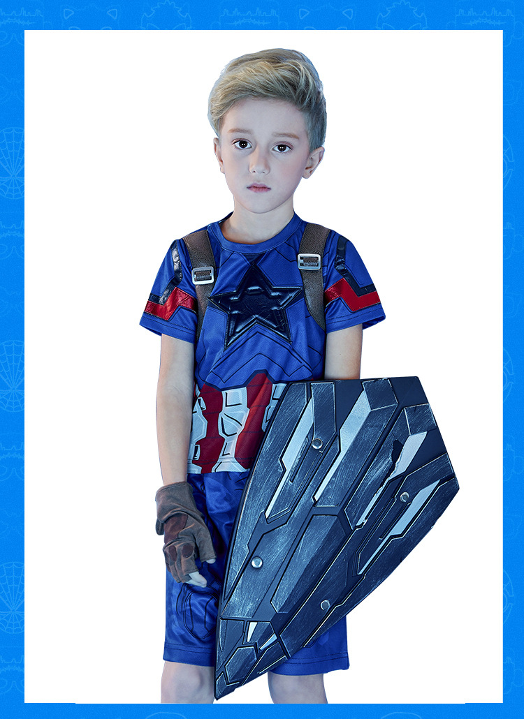 美国队长儿童套装短袖男童漫威衣服演出服钢铁侠童装夏装短套现货