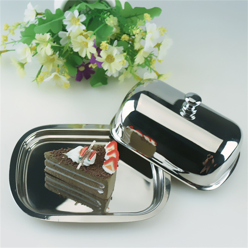 Hz194 Stainless Steel 304 Butter Butter Box Dessert Bread Box Cheese Box Butter Dish Crisper Food Box