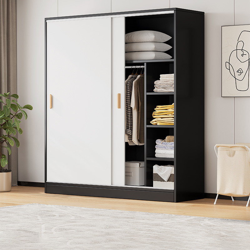 推拉门大衣柜家用卧室出租房用经济型简易组装衣橱小现代简约2门