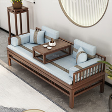 新中式罗汉床全实木老榆木茶桌椅组合沙发床推拉塌小户型小罗汉椅