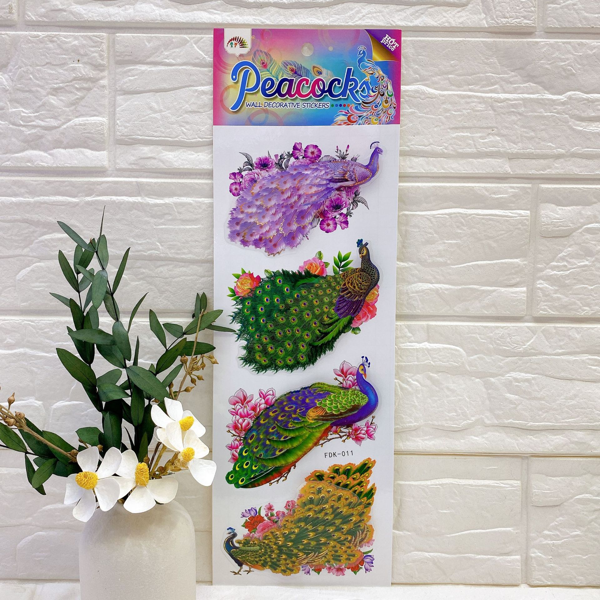 Gilding Four Peacocks Three-Dimensional Stickers Living Room Bedroom Wall Home Decoration Wall Stickers 3D Three-Dimensional Handmade Layer Wall