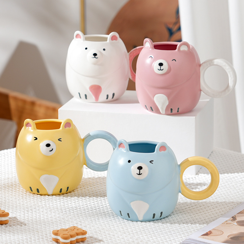 ceramic cup cute cartoon bear drinking cup creative mug household coffee cup milk cup