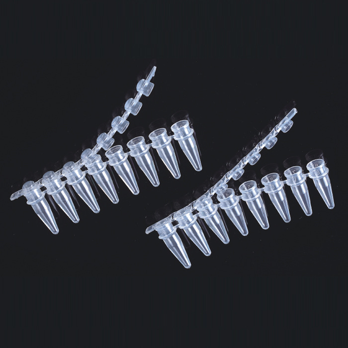 厂家直售02ml平盖pcr管8联排微量离心管用于实验室塑料pp管