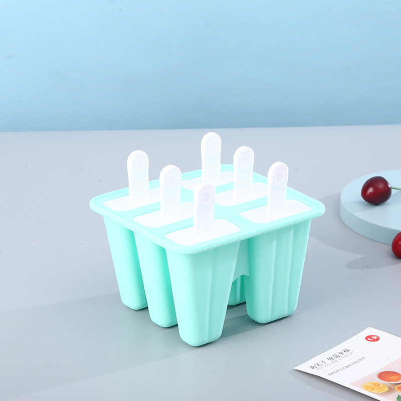 6连硅胶冰棒模具diy6孔水果雪糕模具食品级硅胶模具可供跨境电商