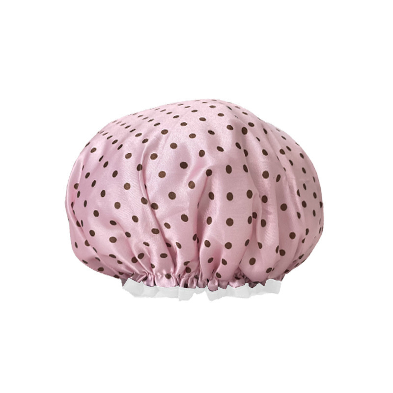 Double-Layer Waterproof Shower Cap Women's Printed Toupee Cartoon Cute Bath Hair Mask Shower Cap Fashion Double-Layer Shower Cap