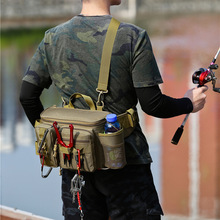 新款路亚腰包单肩斜挎钓鱼包大容量运动背包户外多功能迷彩腰包