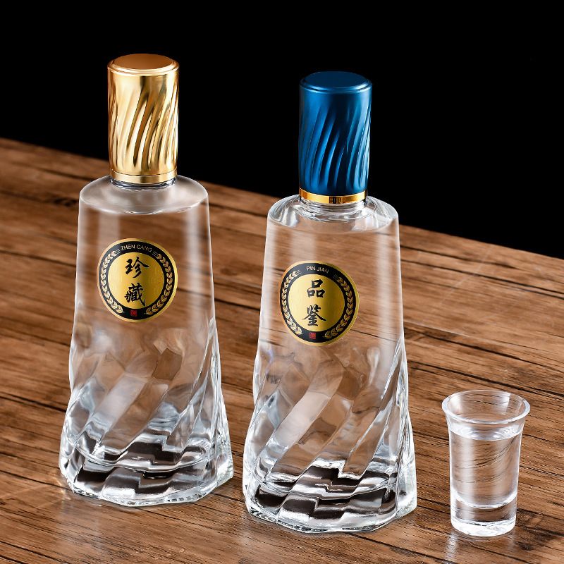 新款晶白料高颜值酒瓶白酒瓶500ml装酒瓶空瓶加厚瓶身密封性强