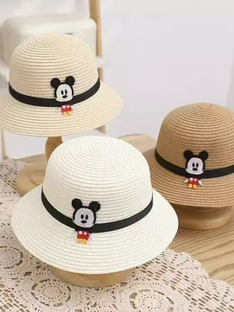 2024ins Spring and Summer New Children's Korean-Style Women's Cartoon Straw Hat Summer Thin Breathable Outdoor Sun Hat