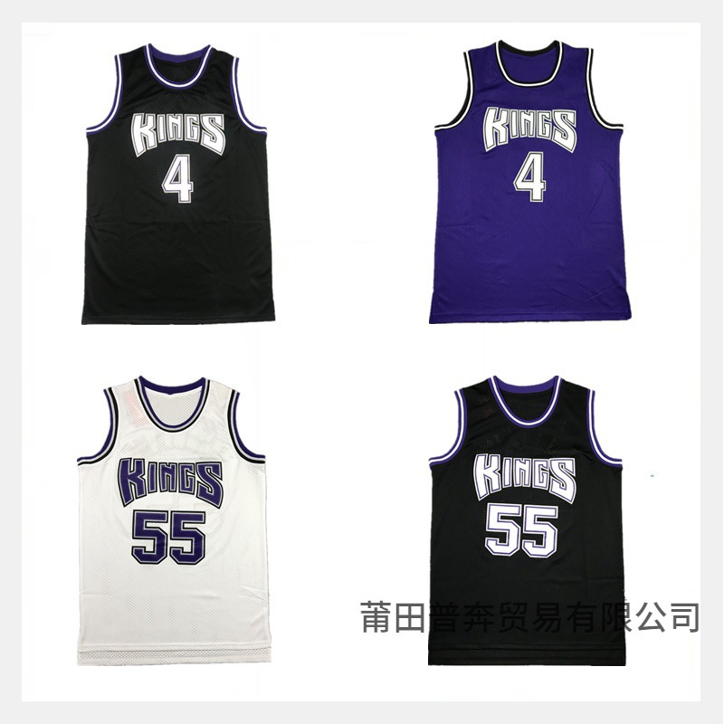 nba篮球服国王55#威廉姆斯4#韦伯刺绣复古球衣 外贸批发男女背心