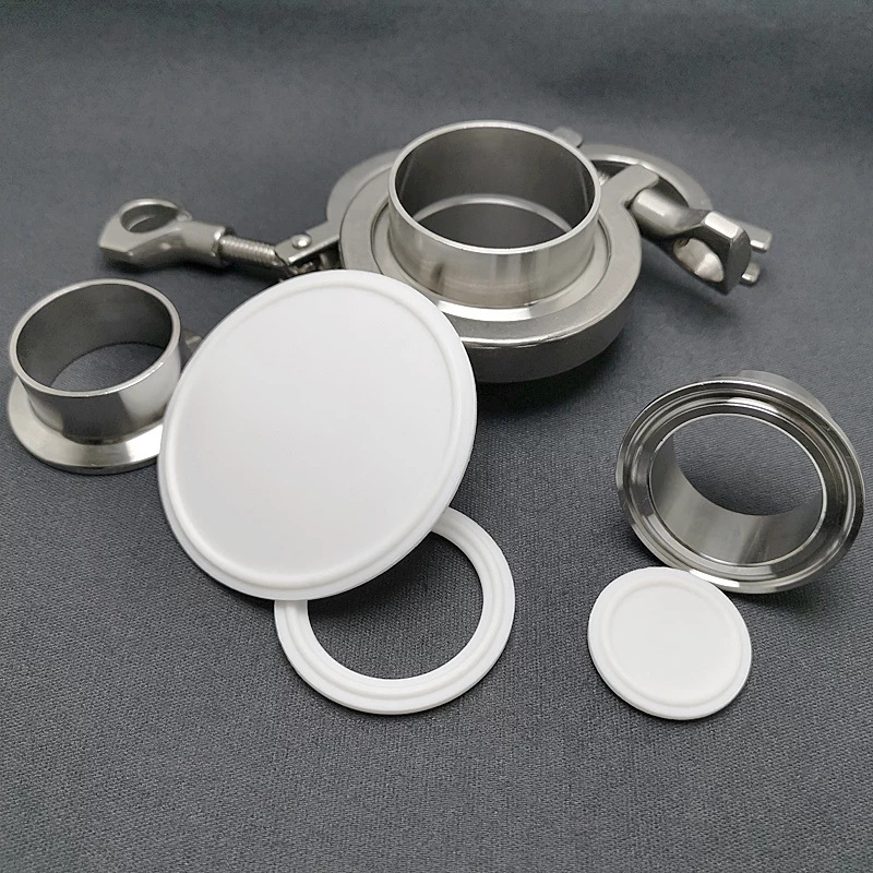 食品级ptfe四氟盲板快装接头堵板闷盖特氟龙卡盘密封圈实心圆垫片