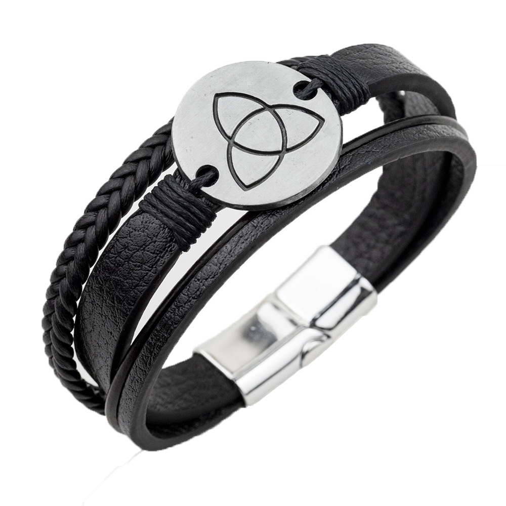 New Personalized Leather Bracelet Men's Bracelet Wholesale Fashion Titanium Steel Bracelet Stainless Steel Magnetic Snap Hand Strap Wristband