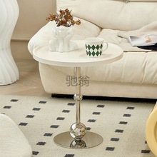 W|沙发边几玻璃小茶几客厅小户型白色桌子简易家用床头置物架奶油