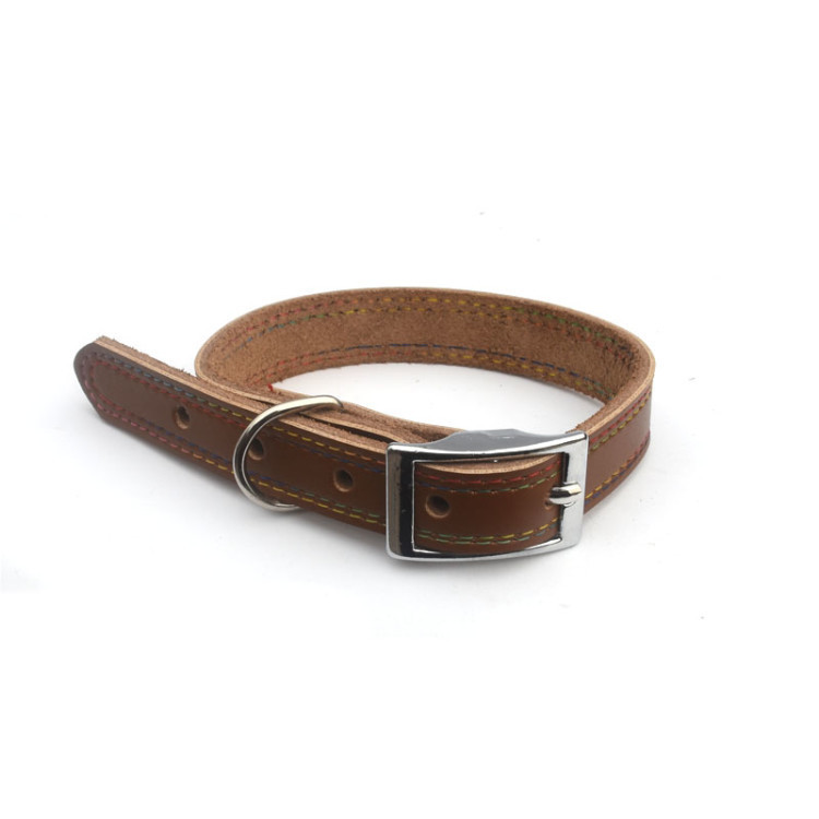 厂家直销小额批发锌合金皮带扣二层牛皮多色宠物项圈支持混批