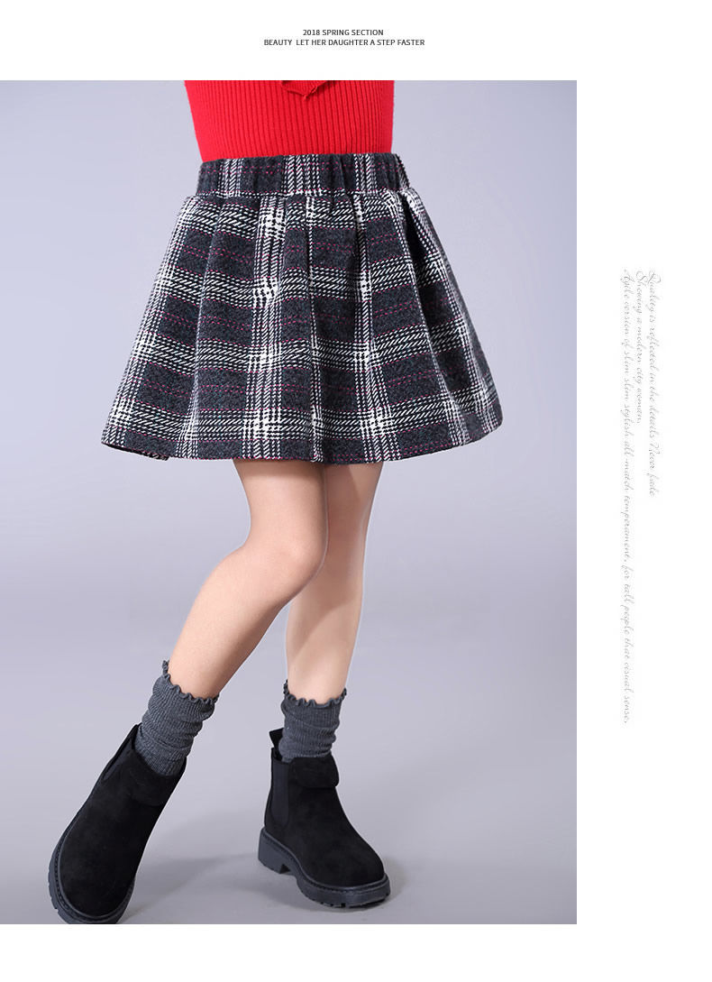 女童半身裙毛呢裙春秋款格子裙洋气韩版中大童儿童冬款公主短裙子