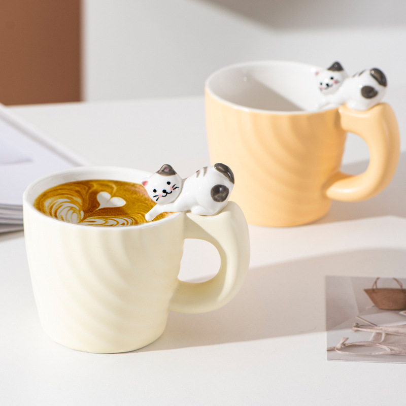 Cartoon Ceramic Cup Good-looking Mug Home Breakfast Milk Cup Cat Couple Cup Water Cup