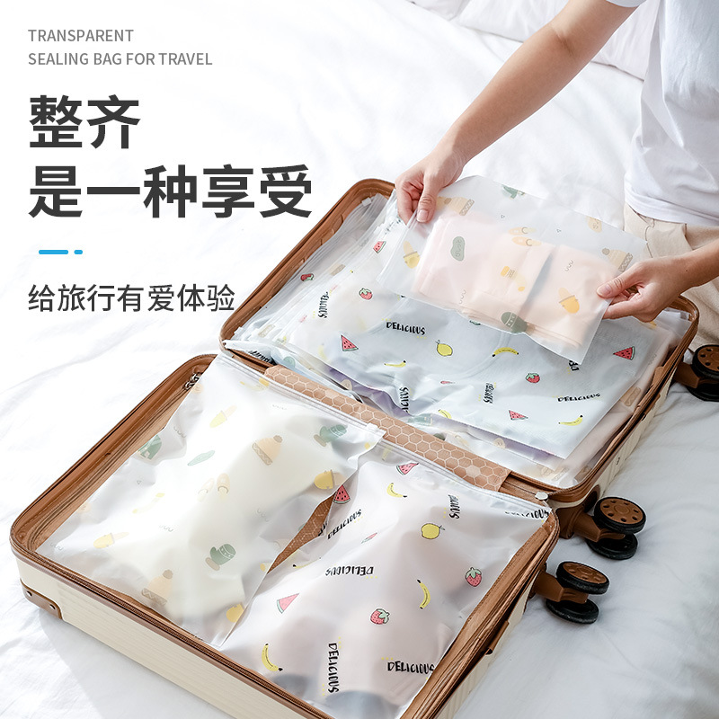 Printing Travel Envelope Bag Peva Zipper Classification Clothes Case Frosted Bag Luggage Travel Ziplock Bag