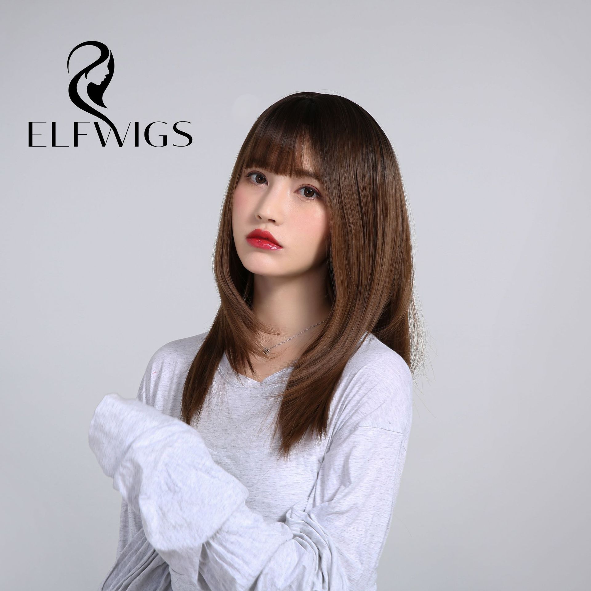 欧烁女长发逼真自然全头套长直发空气刘海假发蓬松网红发套批发