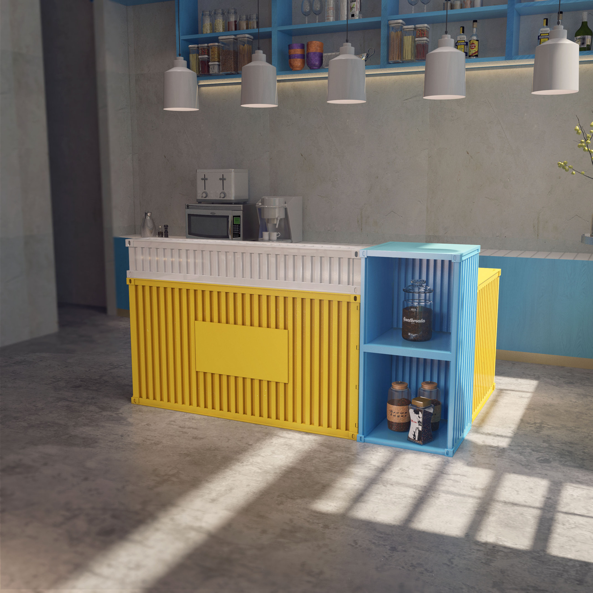 简约超市便利店集装箱收银台咖啡厅酒吧转角吧台奶茶店餐厅收银台