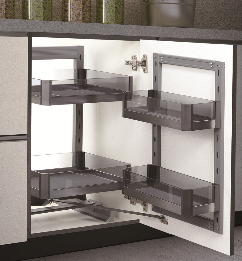 dvkl橱柜房地柜收纳调味篮钢化玻璃联动迷你拉篮不锈钢小怪物拉篮