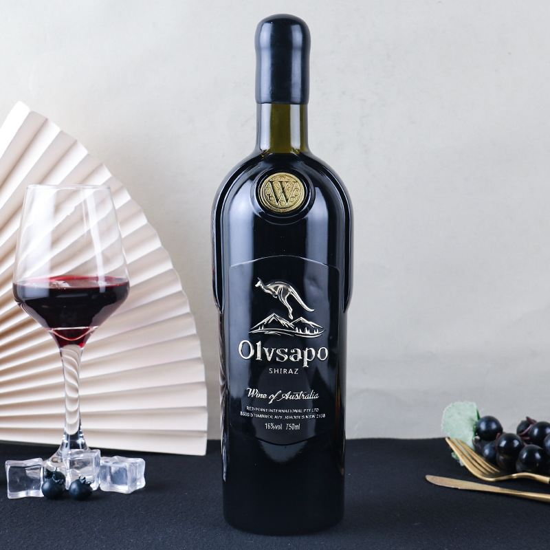 澳洲进口红酒15.7度重型瓶澳大利亚袋鼠干红葡萄酒礼盒装一件代发