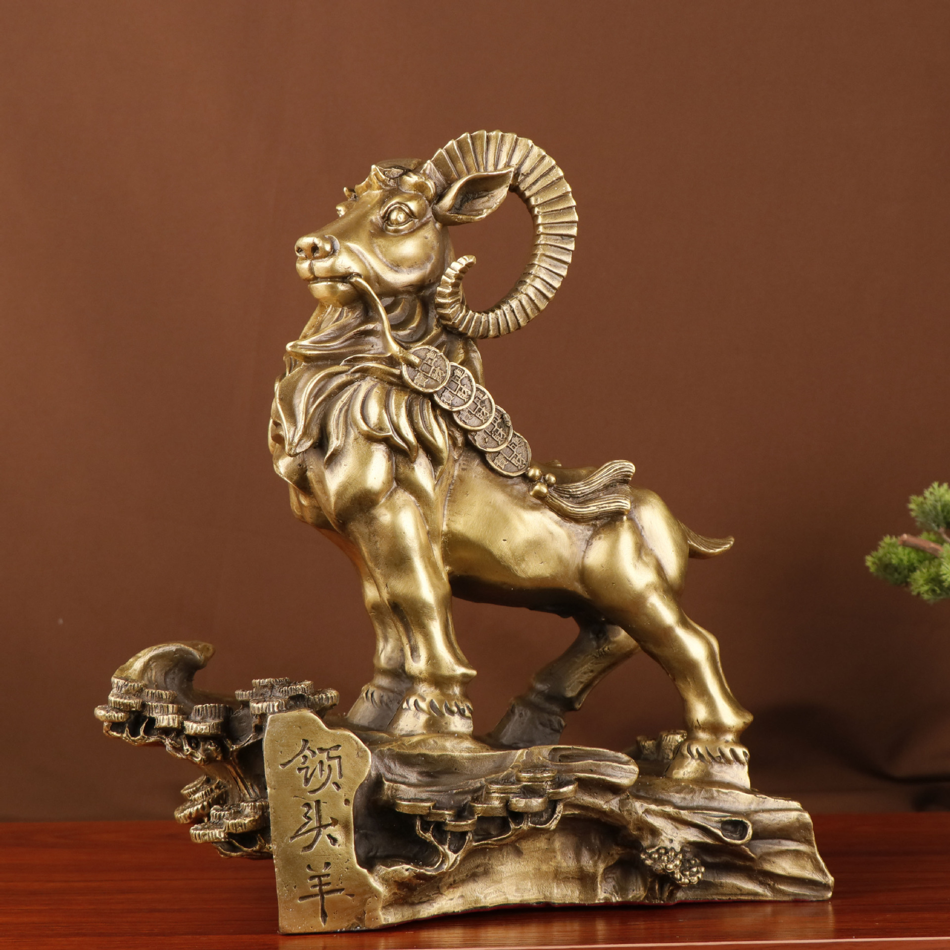 杨铜记 纯铜羊 领头羊摆件 铜羊生肖工艺品摆件店铺装饰厂家批发