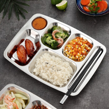 厂家批发304不锈钢分餐盘食堂分格快餐盘工厂成人打饭盘分隔餐盘