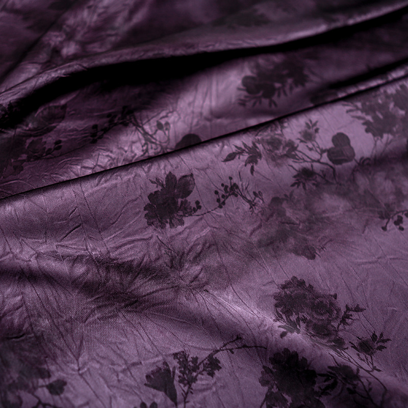 醋酸手抓花新中式印花玫瑰丝滑柔软垂坠手感旗袍衬衫面料-阿里巴巴