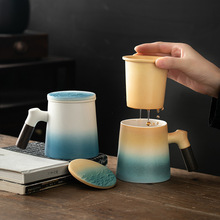 陶瓷个人专用水杯大容量创意木柄泡茶马克杯家用办公室商务伴手礼