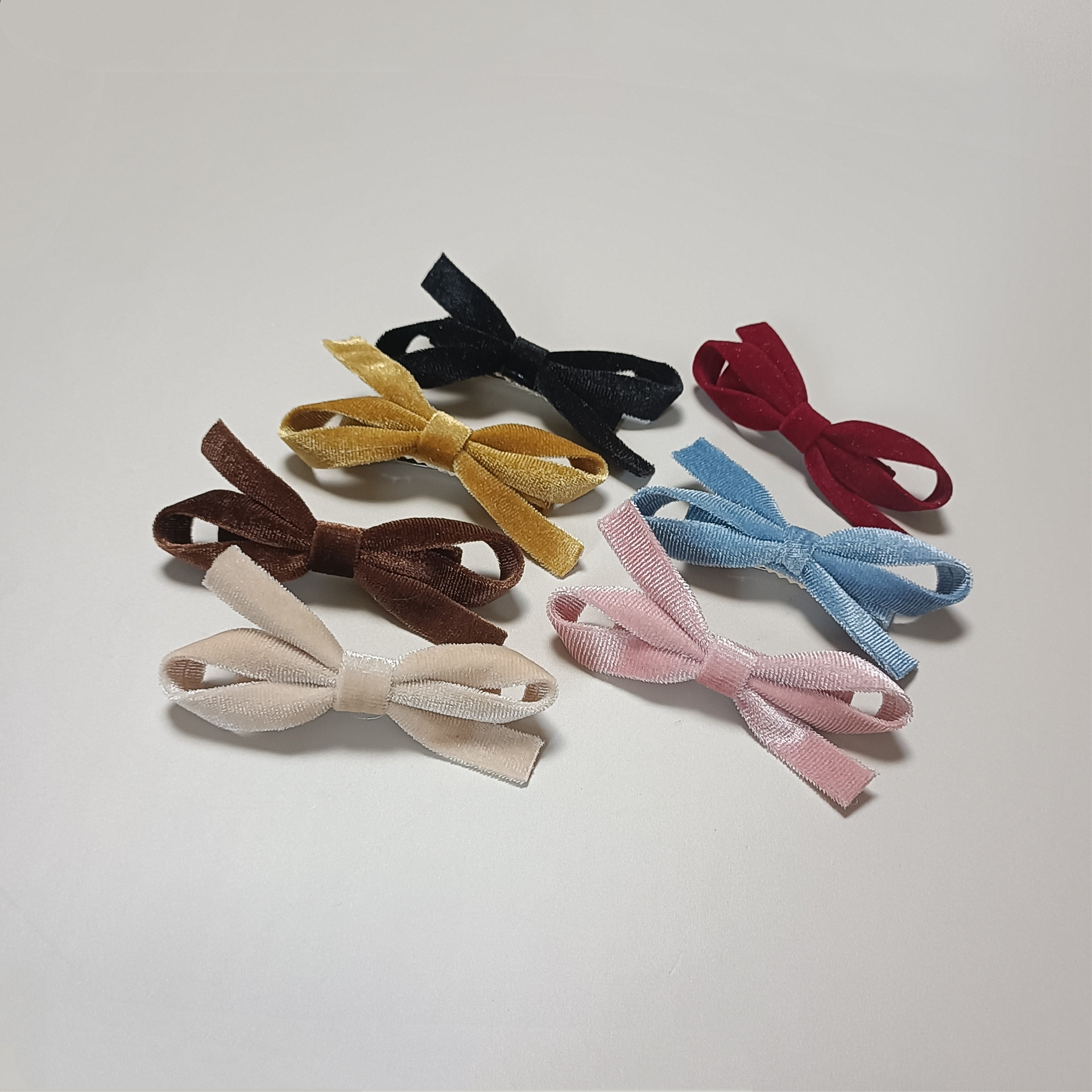 秋冬新款简约鸭嘴夹丝绒蝴蝶结发夹发饰侧边夹刘海夹发卡厂家