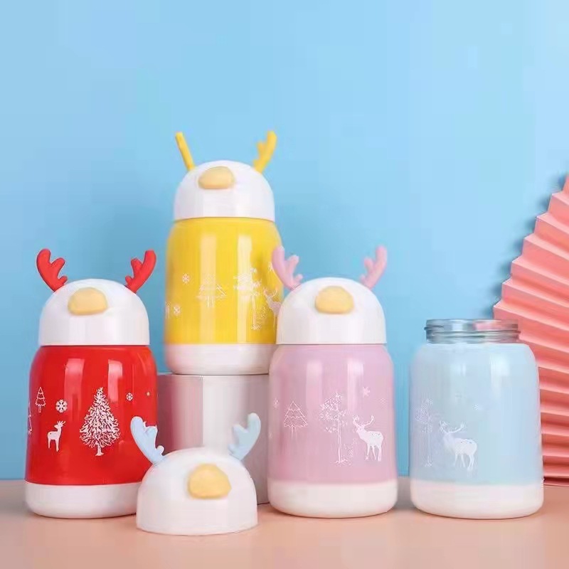 creative children‘s linglu cup kindergarten christmas gift warm-keeping water cup opening gift printed logo glass