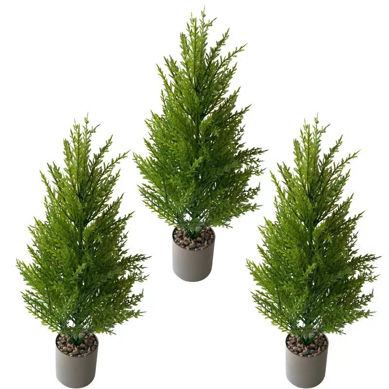 Amazon Cross-Border Simulation Pine and Cypress Trees Christmas Outdoor Potted Plastic Plant Home Dress up Artificial Christmas Tree