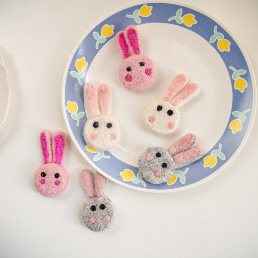卡通羊毛毡兔子饰品配件手工兔胸针半成品辅料发饰配饰戳戳乐diy