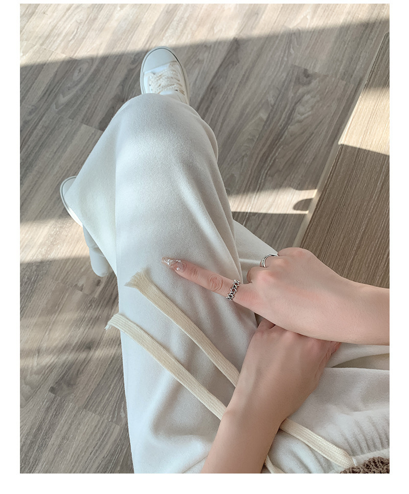 Autumn and Winter New High Waist Drawstring Glutinous Rice Towel Cashmere Wide-Leg Pants Loose Composite Mop Casual Straight Pants Children