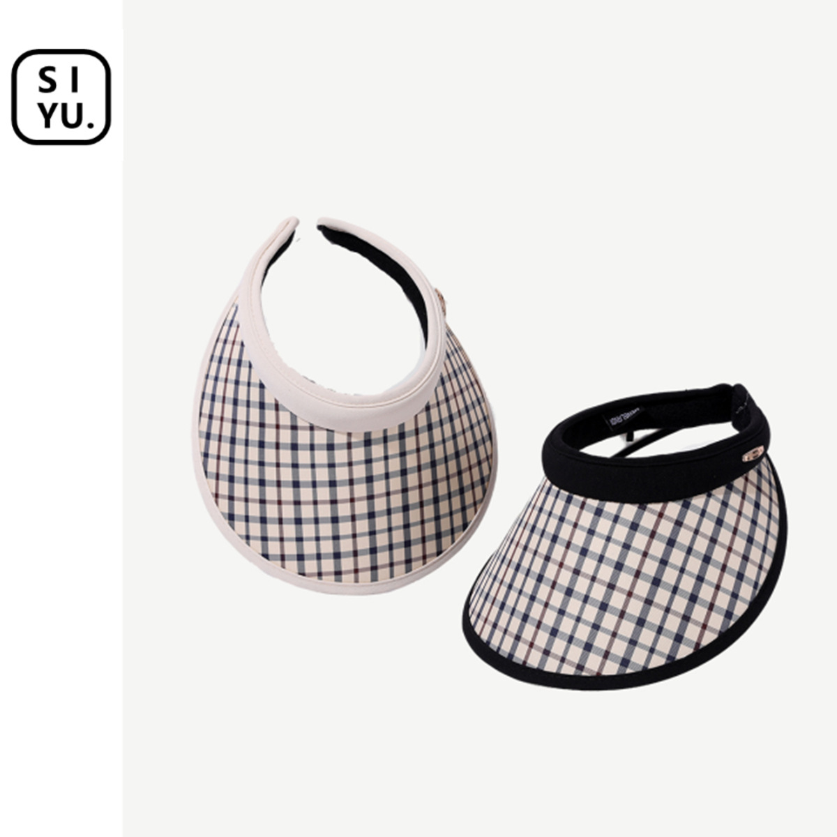 New Plaid Sun Hat Female Summer Sun Hat Check Pattren All-Match Fashion Topless Hat Outdoor Visor Sun Hat