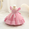 children full dress new pattern girl Princess Dress Sequins bow Flying sleeve Gauze skirt baby full moon The age of skirt