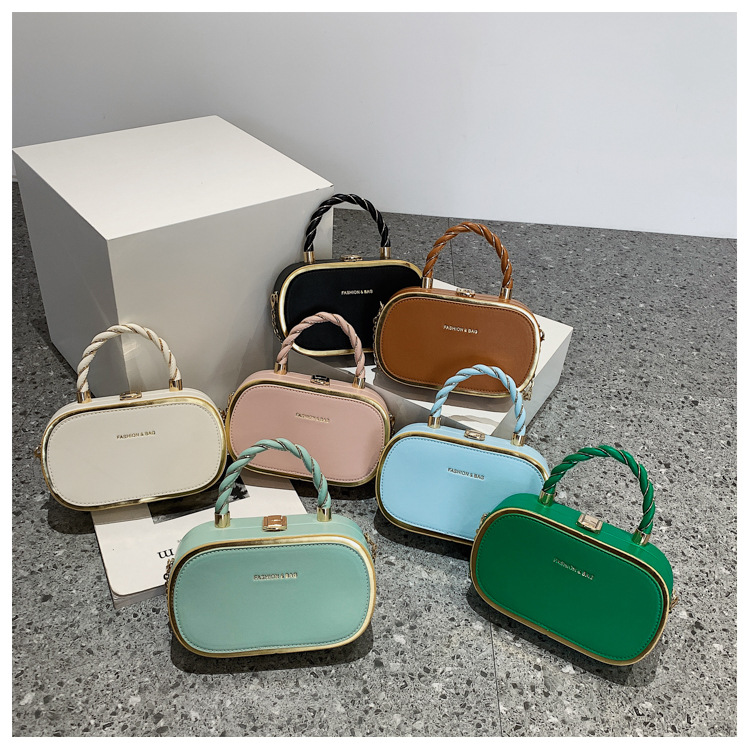 外贸批发链条盒子包糖果色时尚潮流单肩包包女上班通勤斜挎包高级