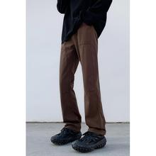 美式牛仔裤男士高街vibe小众设计百搭休闲小直筒弹力修身阔腿裤子