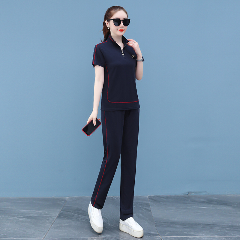 新款夏季运动套装女中年妈妈夏装套装4050岁中老年女卫衣两件套