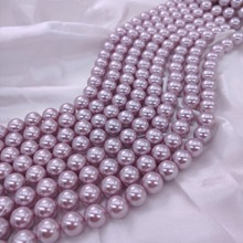 贝壳珍珠 直孔串珠4-14mm粉紫色通孔条珠散珠diy饰品配件材料