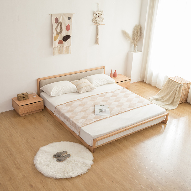 日式实木榻榻米矮床橡木超矮地床北欧黑胡桃木儿童床1.8米双人床