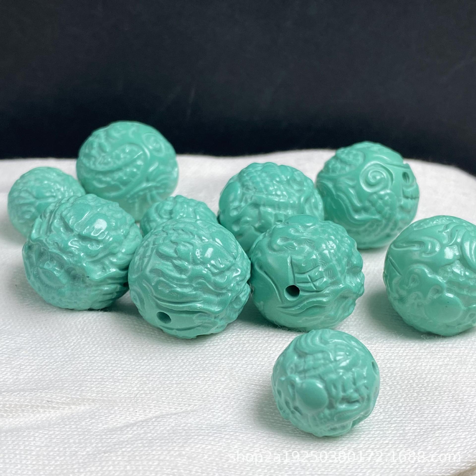 高瓷菱镁矿绿松石龙珠三通龙扣顶腰珠隔片配饰diy手链108颗佛珠