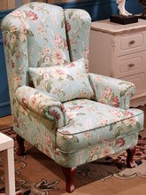 美式老虎椅单人沙发北欧轻奢欧式田园高背椅卧室书房接待 老虎凳