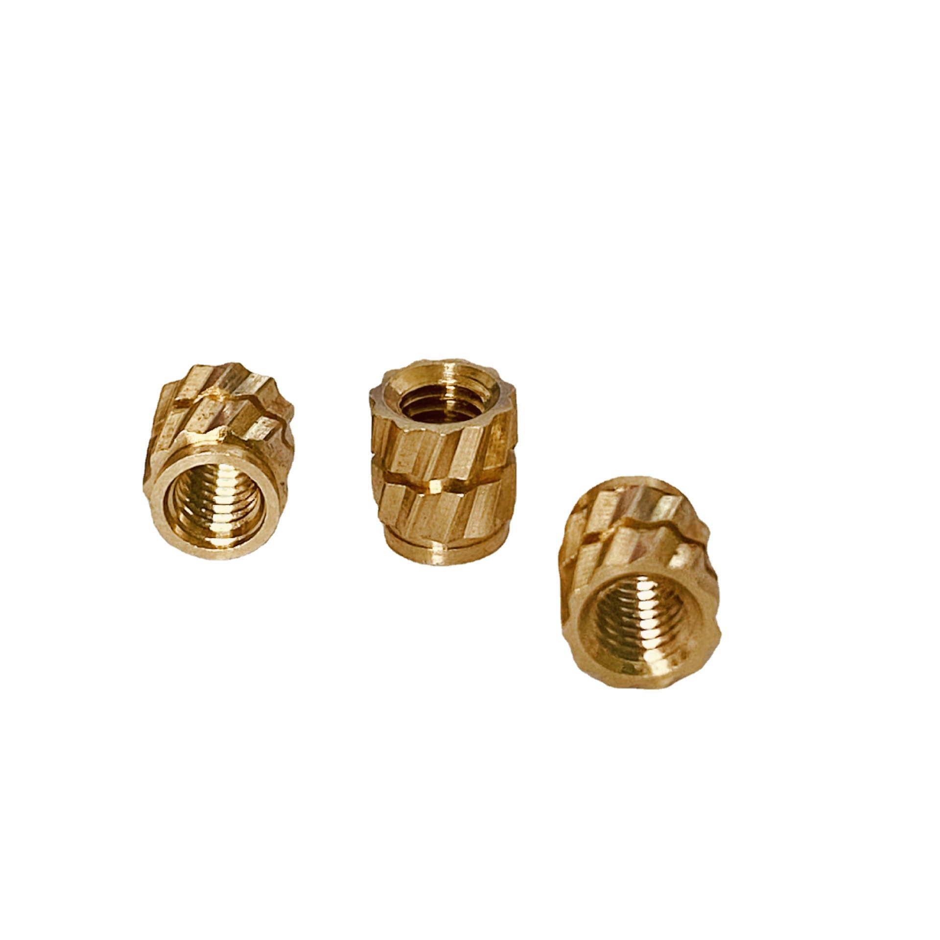 自动车床滚花铜螺母双通注塑镶嵌件车床配件铜件m1-m20